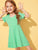Toddler Girls Scallop Neck High Waist Skater Dress