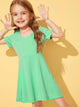Toddler Girls Scallop Neck High Waist Skater Dress