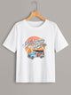 Car & Letter Print Tee