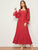 Heart Print Flounce Sleeve Square Neck Maxi Dress