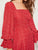 Heart Print Flounce Sleeve Square Neck Maxi Dress