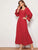 Heart Print Flounce Sleeve Square Neck Maxi Dress