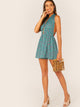  Ditsy Floral Plunge Neck Backless Romper
