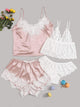 Eyelash Lace Satin Lingerie Set 4pack
