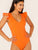 Neon Orange Lace Up Tie Back Ruffle Armhole Bodysuit