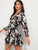 Frill Plunging Neck Backless Ruffle Hem Floral Print Dress