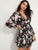 Frill Plunging Neck Backless Ruffle Hem Floral Print Dress