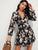Frill Plunging Neck Backless Ruffle Hem Floral Print Dress