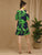 Tropical Cold-shoulder Ruffle Hem Dress