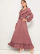 Polka Dot Ruffle Trim Flounce Hem Dress
