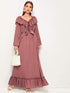 Polka Dot Ruffle Trim Flounce Hem Dress