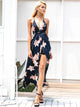 Simplee Floral Lace Up Backless Wrap Slip Dress