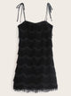 Solid Fringe Trim Mini Cami Dress
