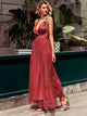 Simplee Criss-cross Backless Mesh Overlay Slip Dress