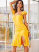 SBetro Split Ruffle Hem Backless Dress