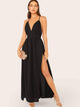 Crisscross Backless Wrap Hem Maxi Dress