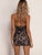 Joyfunear Scallop Trim Criss-cross Backless Lace Dress