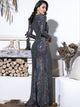 LOVE&LEMONADE Plunge Neck Split Thigh Sequin Maxi Dress