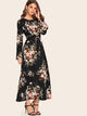 Self Tie Floral Print Maxi Dress
