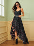 Polka Dot & Ditsy Floral Asymmetrical Hem Chiffon Cami Dress