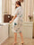 Tropical Print Button-up Satin Shirt Dress