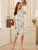 Tropical Print Button-up Satin Shirt Dress