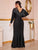Plus Mesh Yoke Fringe Glitter Mermaid Maxi Dress