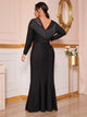 Plus Mesh Yoke Fringe Glitter Mermaid Maxi Dress