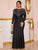 Plus Mesh Yoke Fringe Glitter Mermaid Maxi Dress