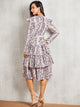 Snakeskin Print Layered Ruffle Hem Dress
