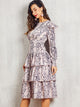 Snakeskin Print Layered Ruffle Hem Dress
