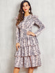 Snakeskin Print Layered Ruffle Hem Dress