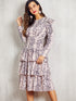 Snakeskin Print Layered Ruffle Hem Dress