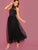 Flocked Dot Mesh Tie Back Halter Dress