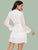 Swiss Dot Layered Ruffle Hem Belted Chiffon Dress