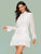 Swiss Dot Layered Ruffle Hem Belted Chiffon Dress