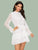 Swiss Dot Layered Ruffle Hem Belted Chiffon Dress