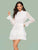Swiss Dot Layered Ruffle Hem Belted Chiffon Dress