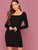 Square Neck Rib-knit Bodycon Dress Without Belt