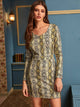 Snakeskin Print Backless Sweetheart Neck Dress