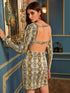 Snakeskin Print Backless Sweetheart Neck Dress