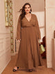 Plus Pleated Hem Surplice Maxi Dress