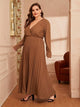 Plus Pleated Hem Surplice Maxi Dress