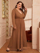 Plus Pleated Hem Surplice Maxi Dress