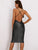 Joyfunear Plunge Neck Lace Up Backless Glitter Bodycon Dress