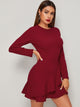 Solid Ruffle Hem A-line Dress