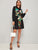 Chain Print Tie Front Shirt Dress