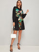Chain Print Tie Front Shirt Dress