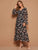 Floral Print Surplice Front Belted Chiffon Dress