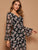 Floral Print Surplice Front Belted Chiffon Dress